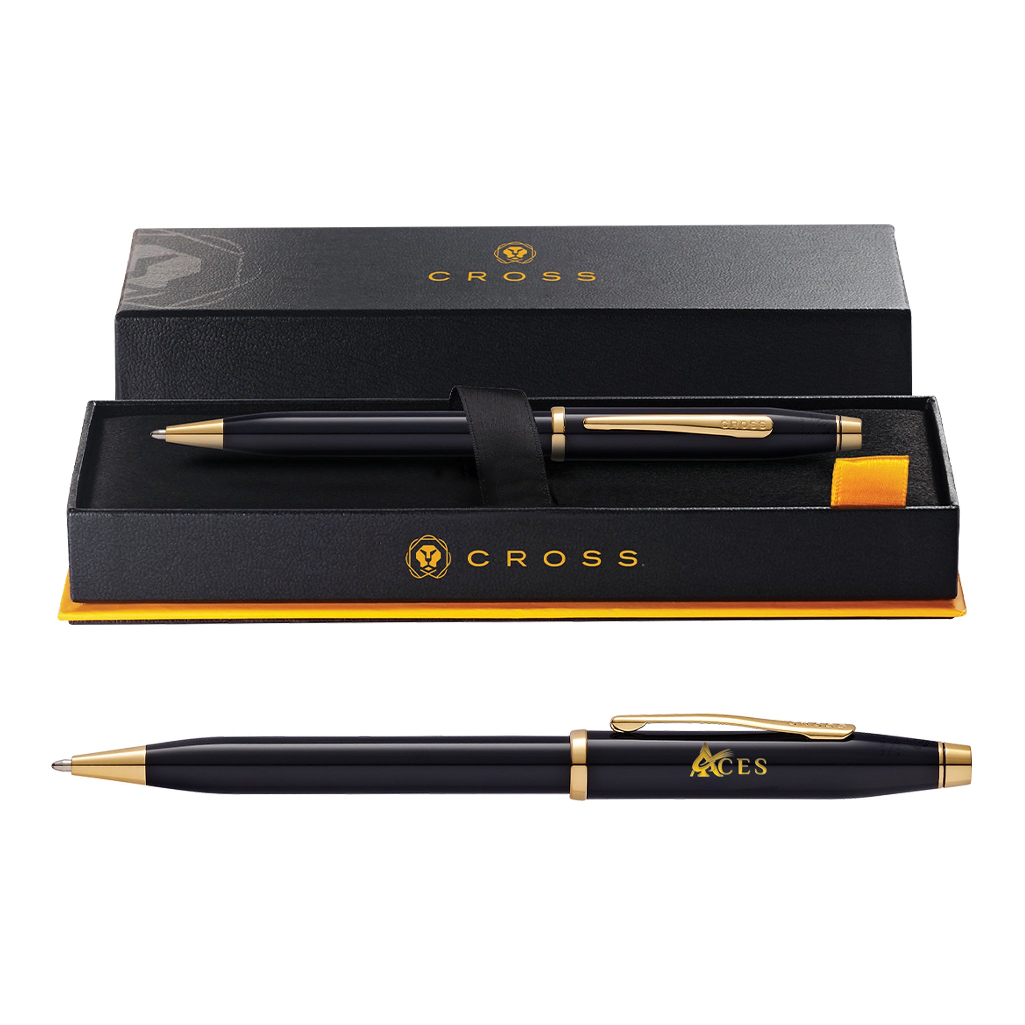 Cross® Century II Black Lacquer Pen - Laser Engrave  Imprinted with Logo (Q876022)