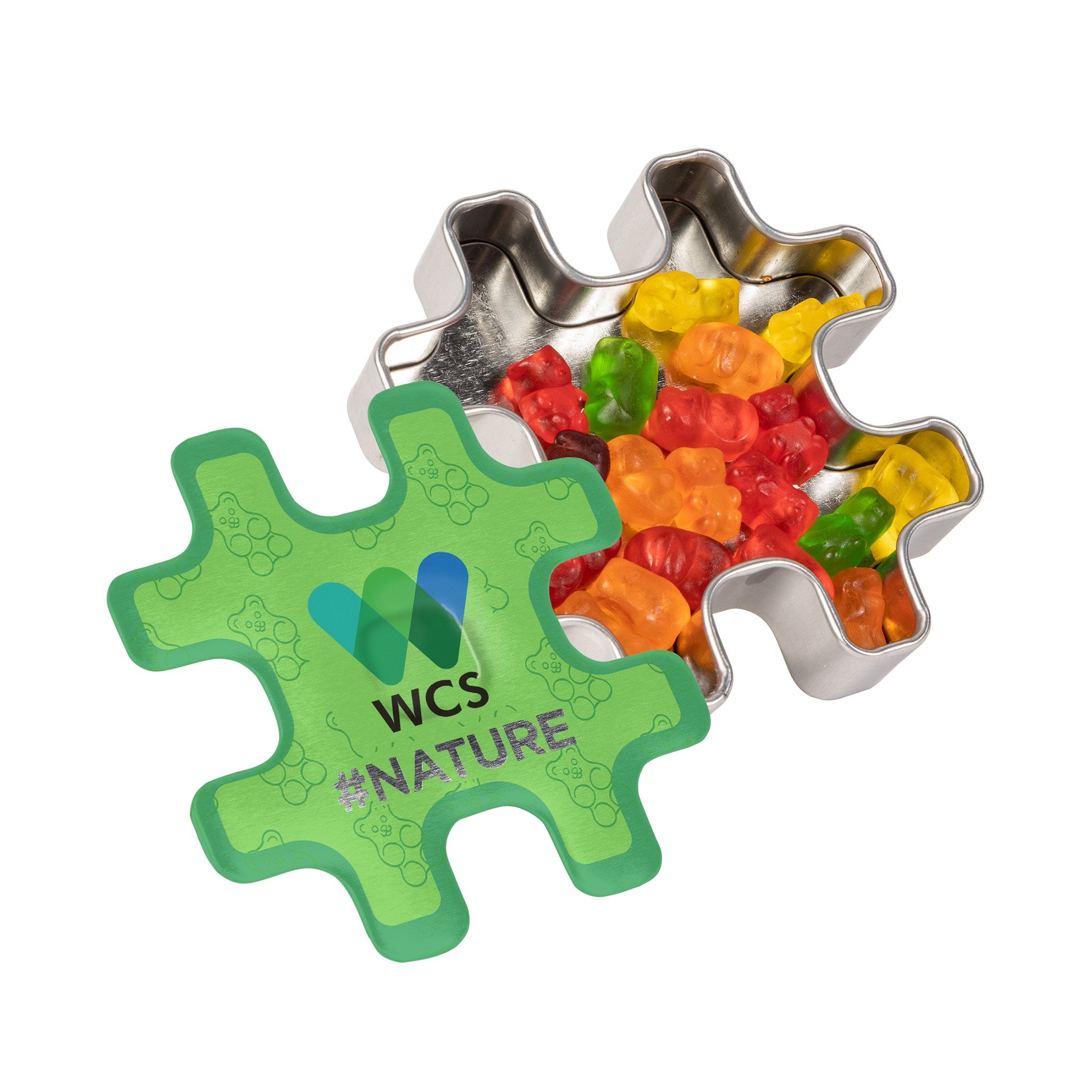 Clever Candy Hashtag Tin - Mini Gummy Bears  Imprinted with Logo (Q876222)