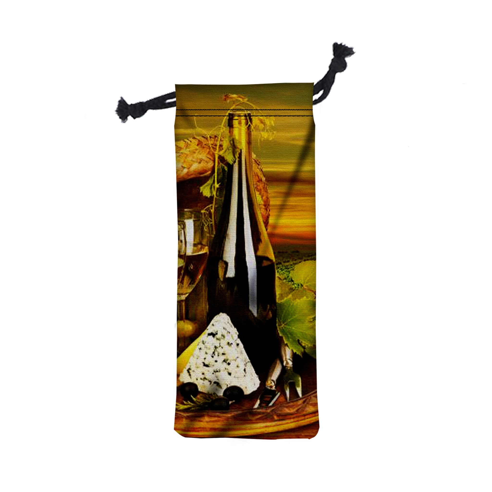 6 W x 15.5 H Inch Wine Drawstring Bag  Imprinted with Logo (Q880822)