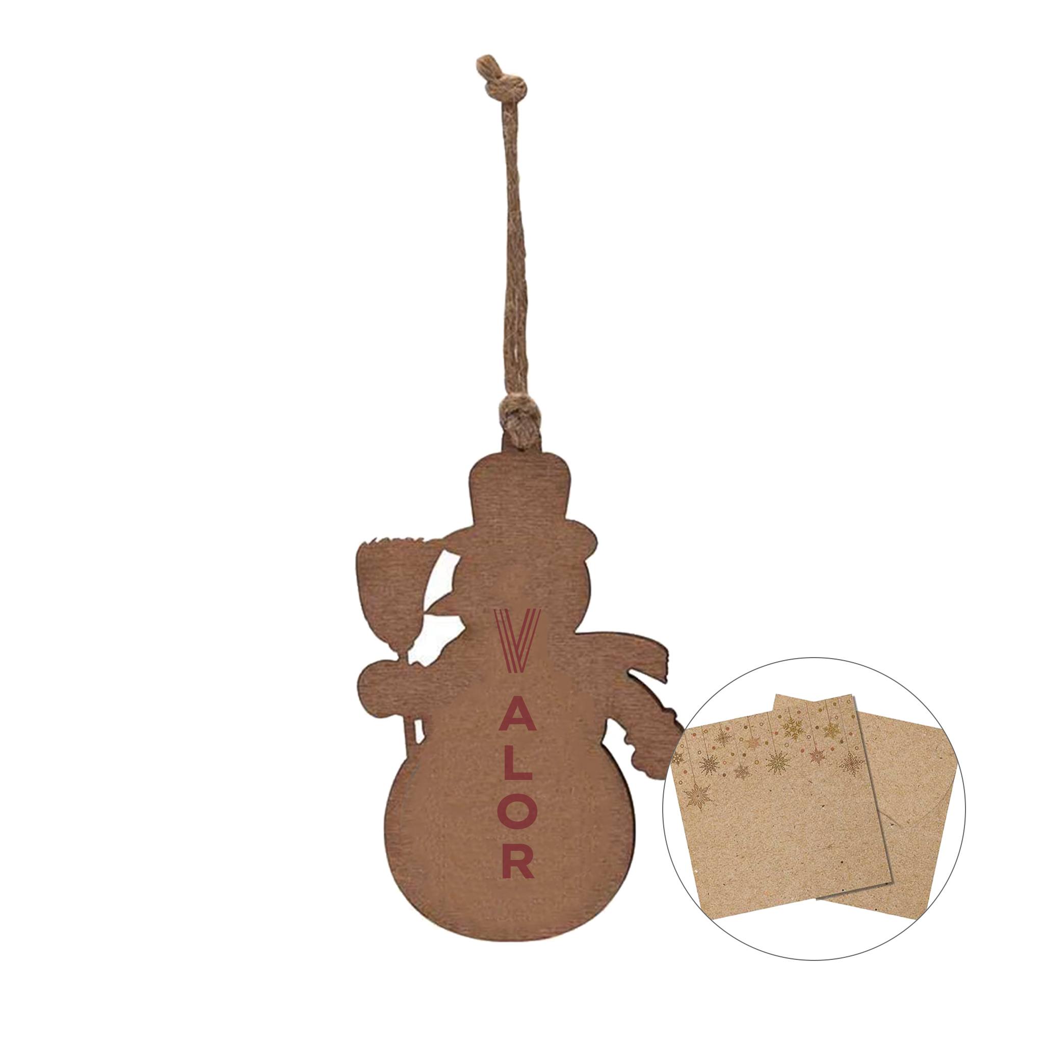 Wood Ornament - Snowman  Imprinted with Logo (Q881332)