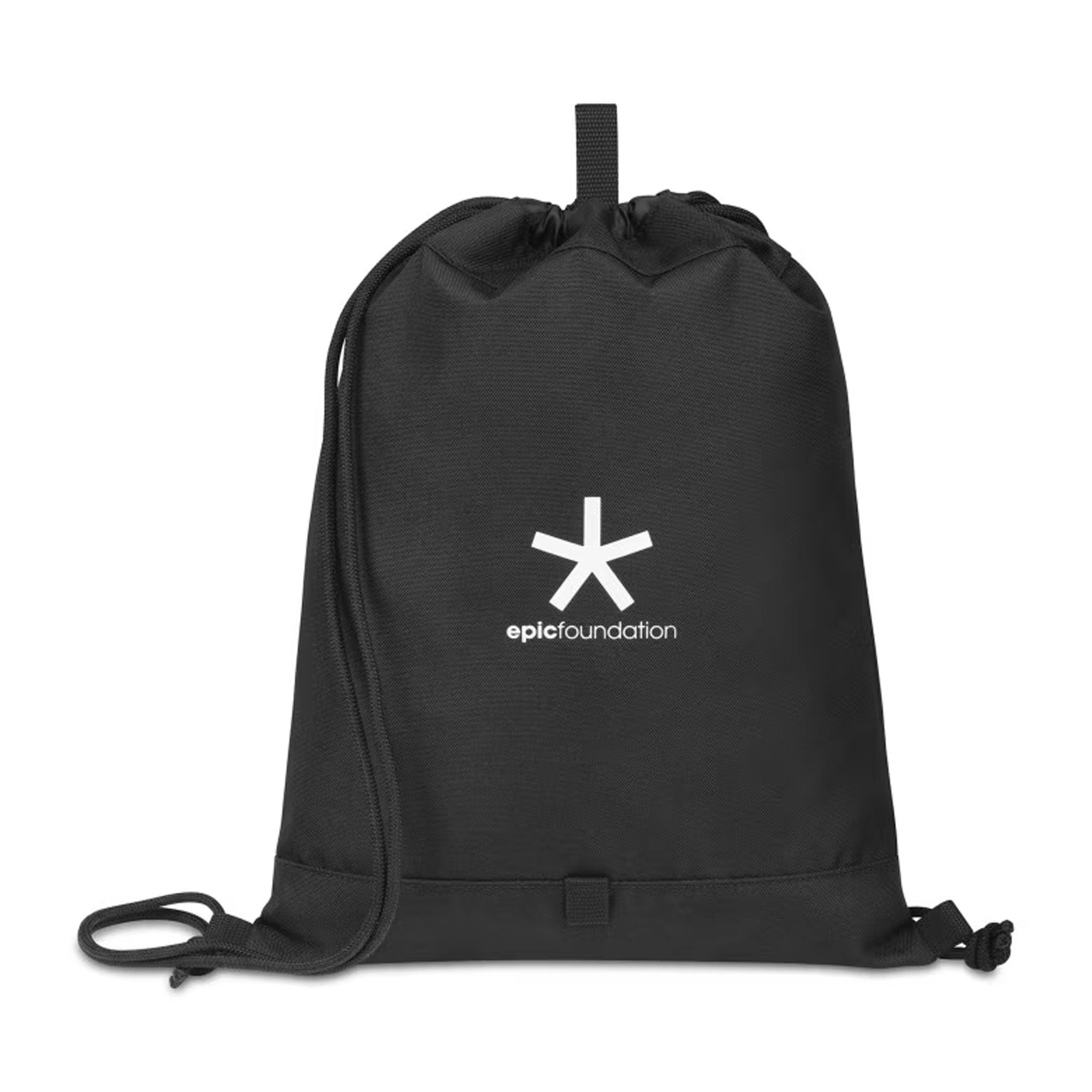 Repeat Recycled Poly Cinchpack - Black  Imprinted with Logo (Q882022)