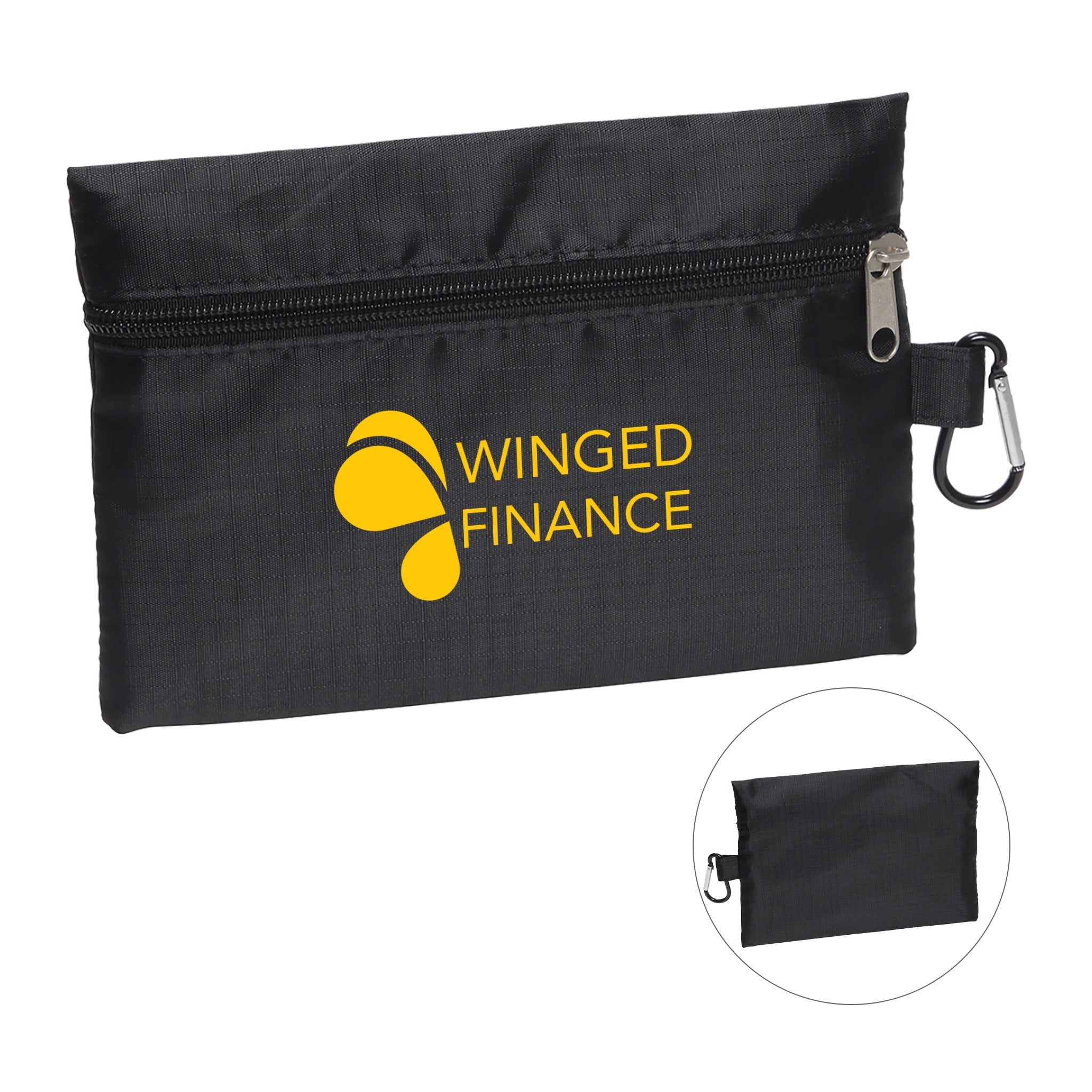 Zippered Ripstop Utility Bag With Carabiner  Imprinted with Logo (Q884322)