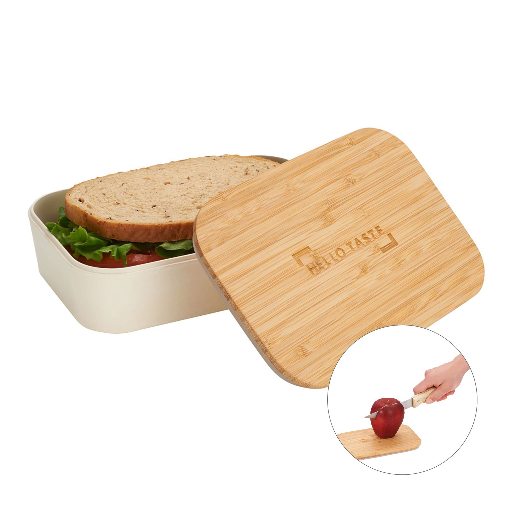 Bamboo Fiber Lunch Box With Cutting Board Lid  Imprinted with Logo (Q892322)