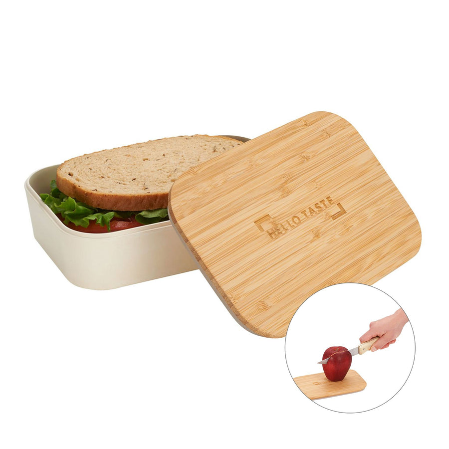 Bamboo Fiber Lunch Box With Cutting Board Lid (Q892322)