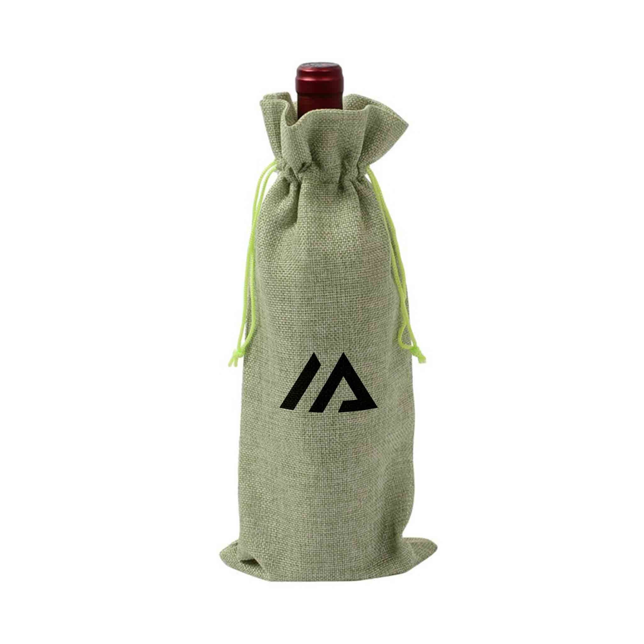 Natural Burlap Wine Bottle Gift Bag (Q892432)