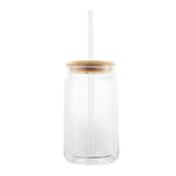 17 Oz. Soda Lime Glass Can With Bamboo Lid (Q894122)