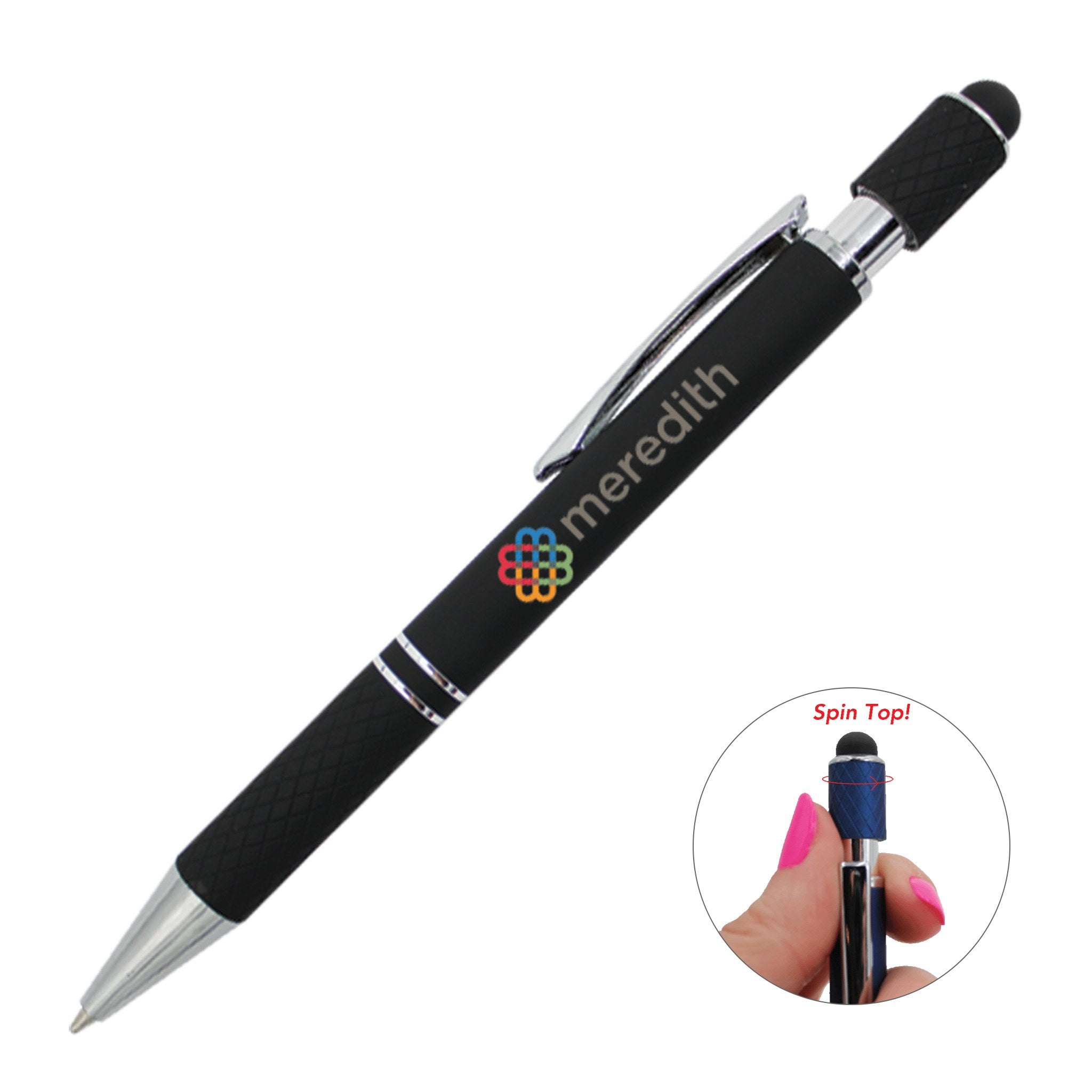 Halcyon® Executive Metal Spin Top Pen With Stylus FC  Imprinted with Logo (Q895922)