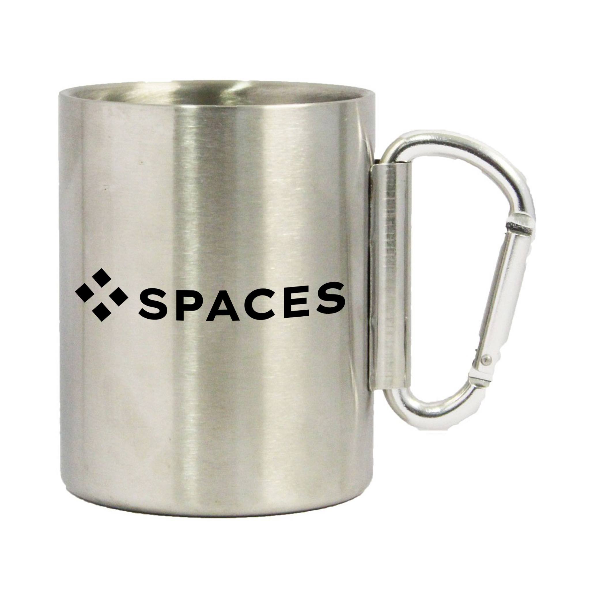 14 Oz. Stainless Steel Carabiner Mug  Imprinted with Logo (Q898222)