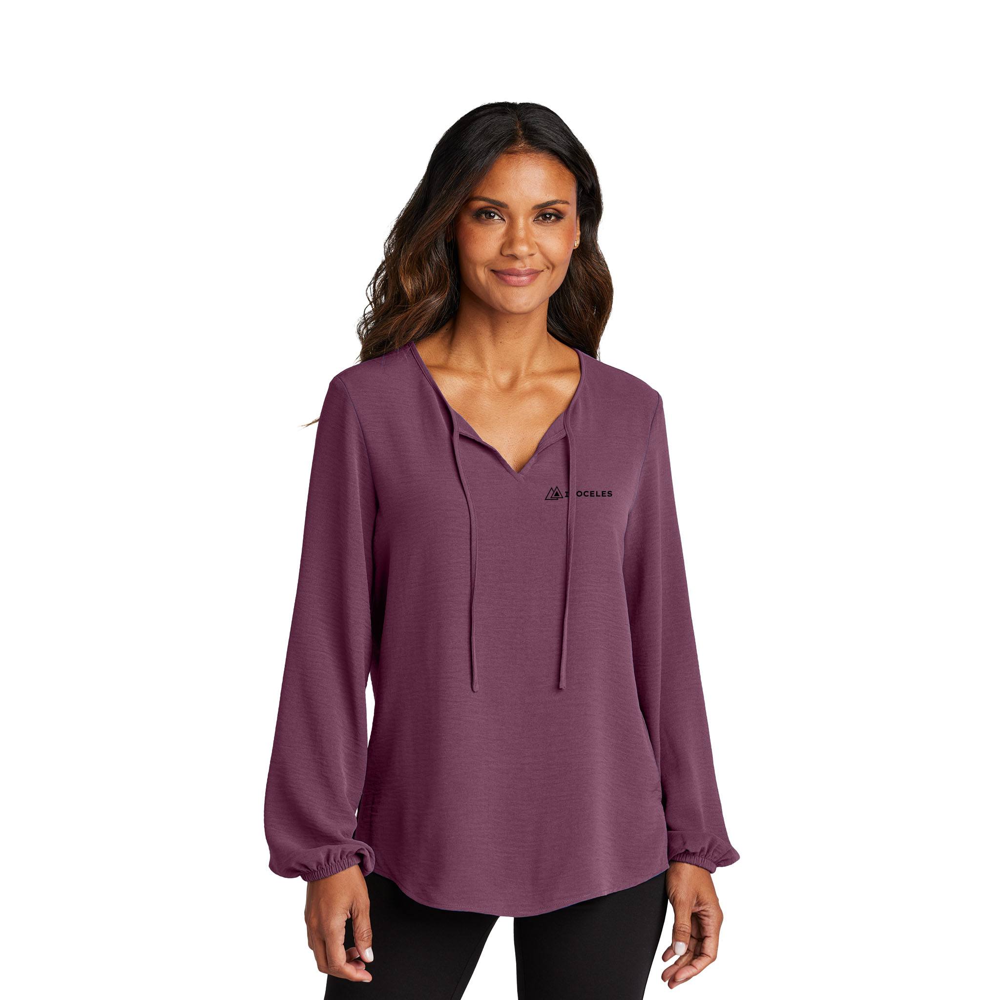 Port Authority® Ladies Textured Crepe Blouse  Imprinted with Logo (Q899922)