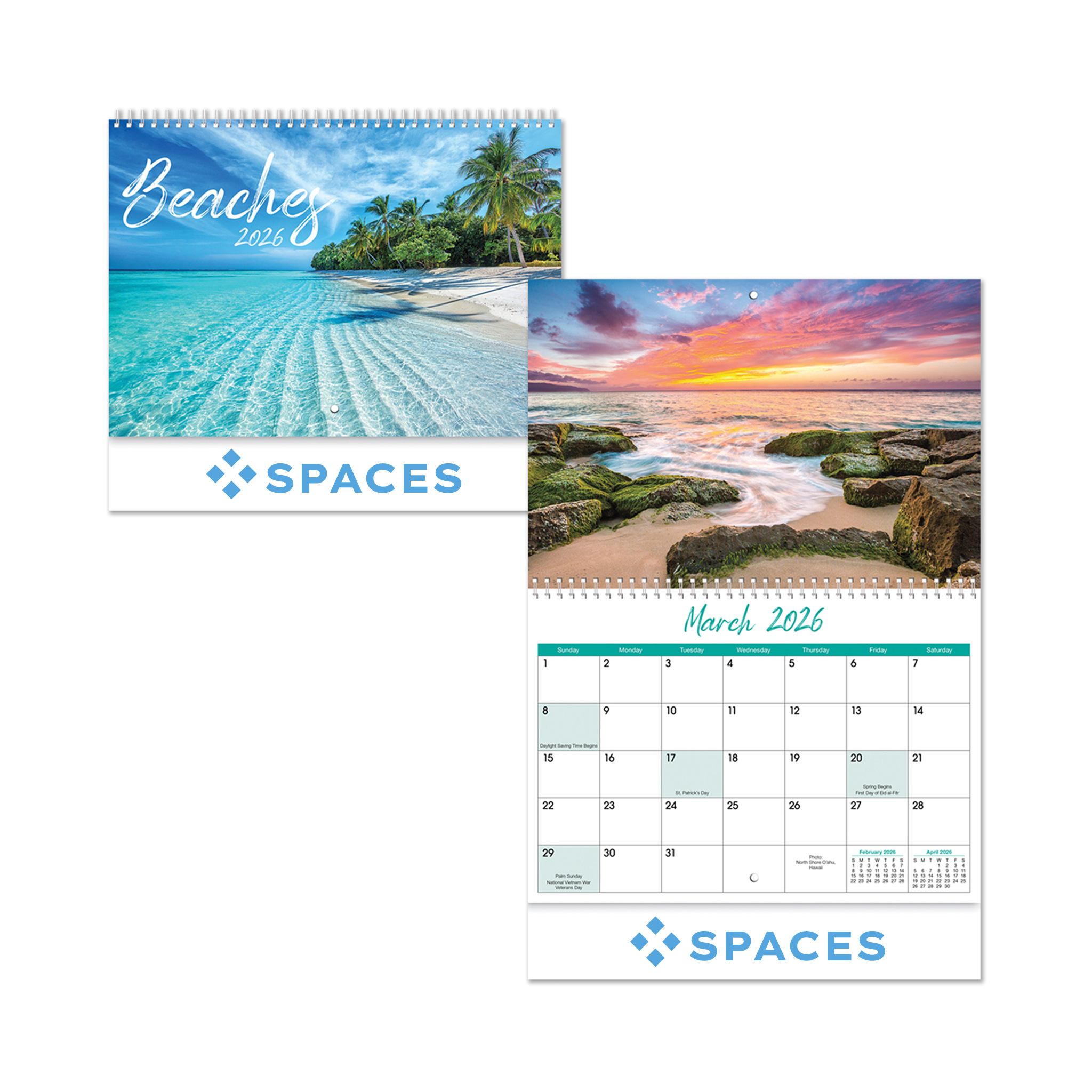 Beaches Spiral Wall Calendar (Q903222)