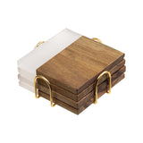 Acacia Wood And Resin Coaster Set (Q904922)