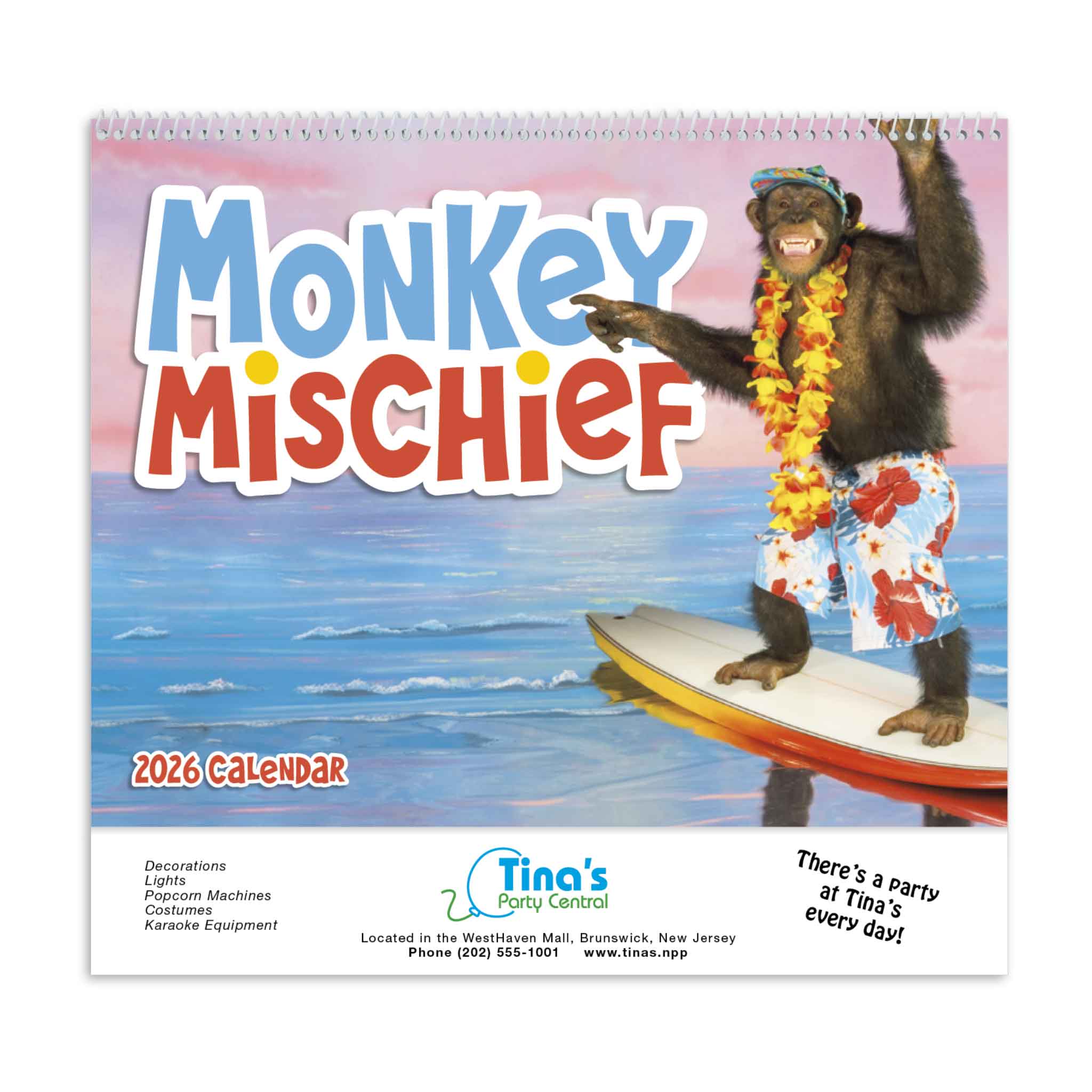 Monkey Mischief - Spiral Calendar  Imprinted with Logo (Q905722)