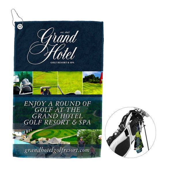 12 x 18 In. The Full Color Iron Microfiber Golf Towel  Imprinted with Logo (Q908022)