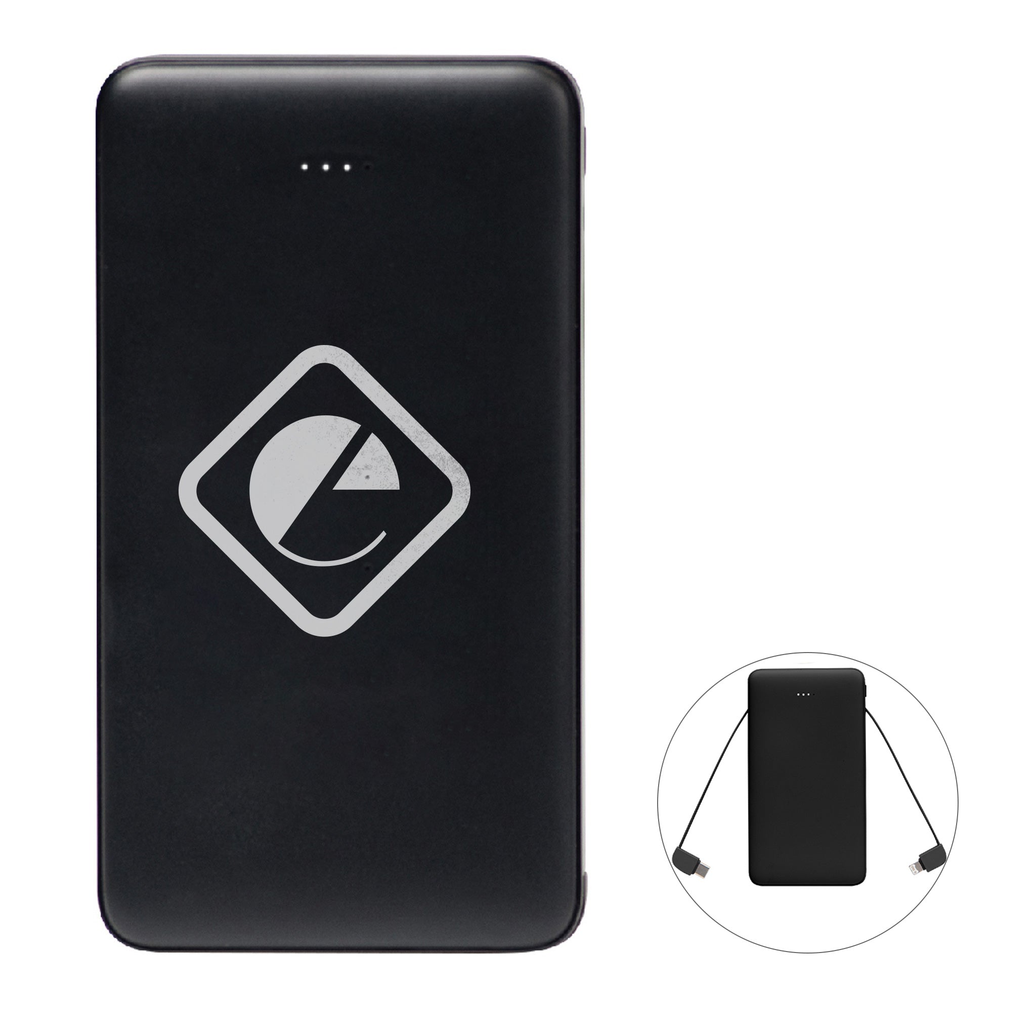 10 000 mAh Power Bank With Integrated Cables  Imprinted with Logo (Q908122)