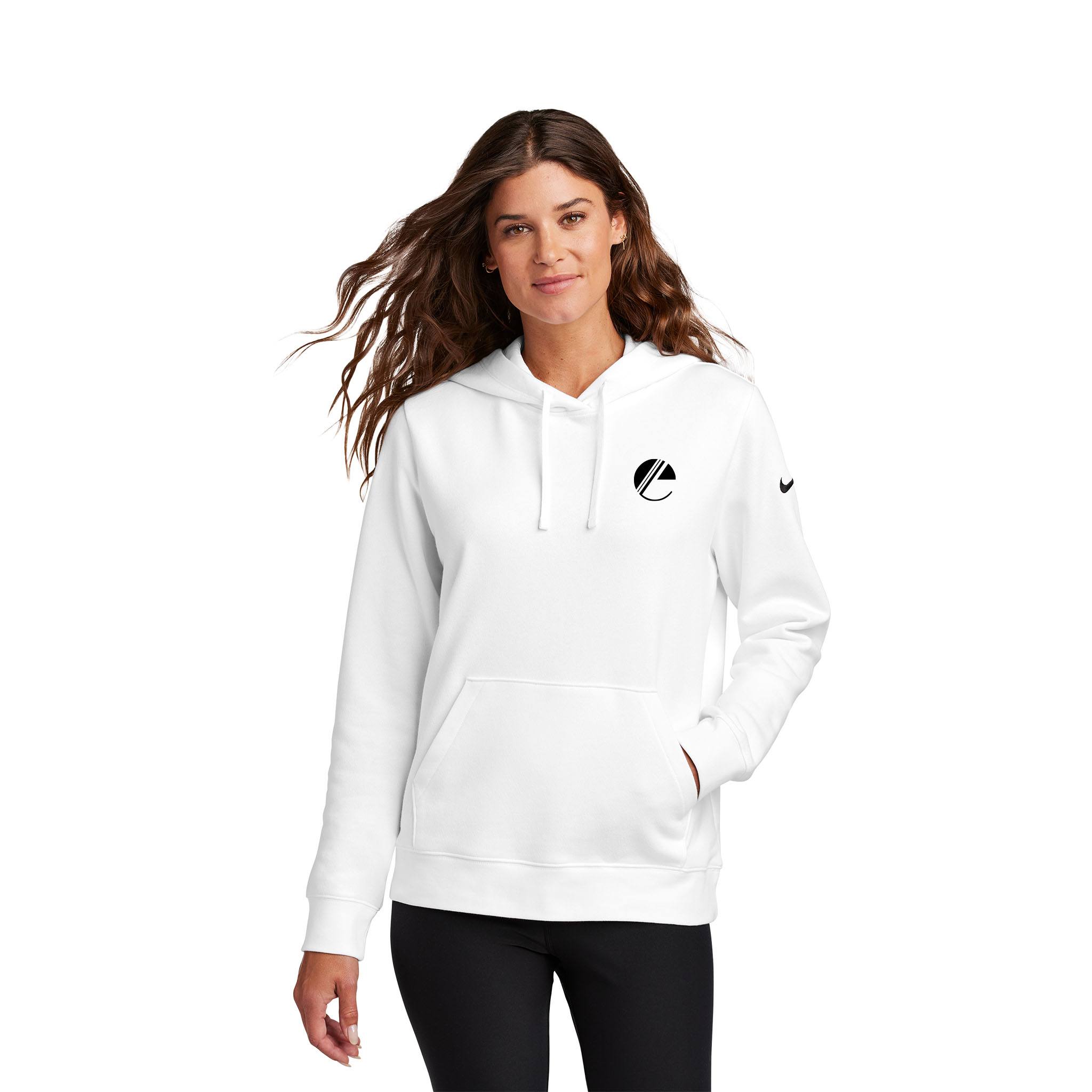 Nike Ladies Club Fleece Sleeve Swoosh Pullover Hoodie  Imprinted with Logo (Q909922)