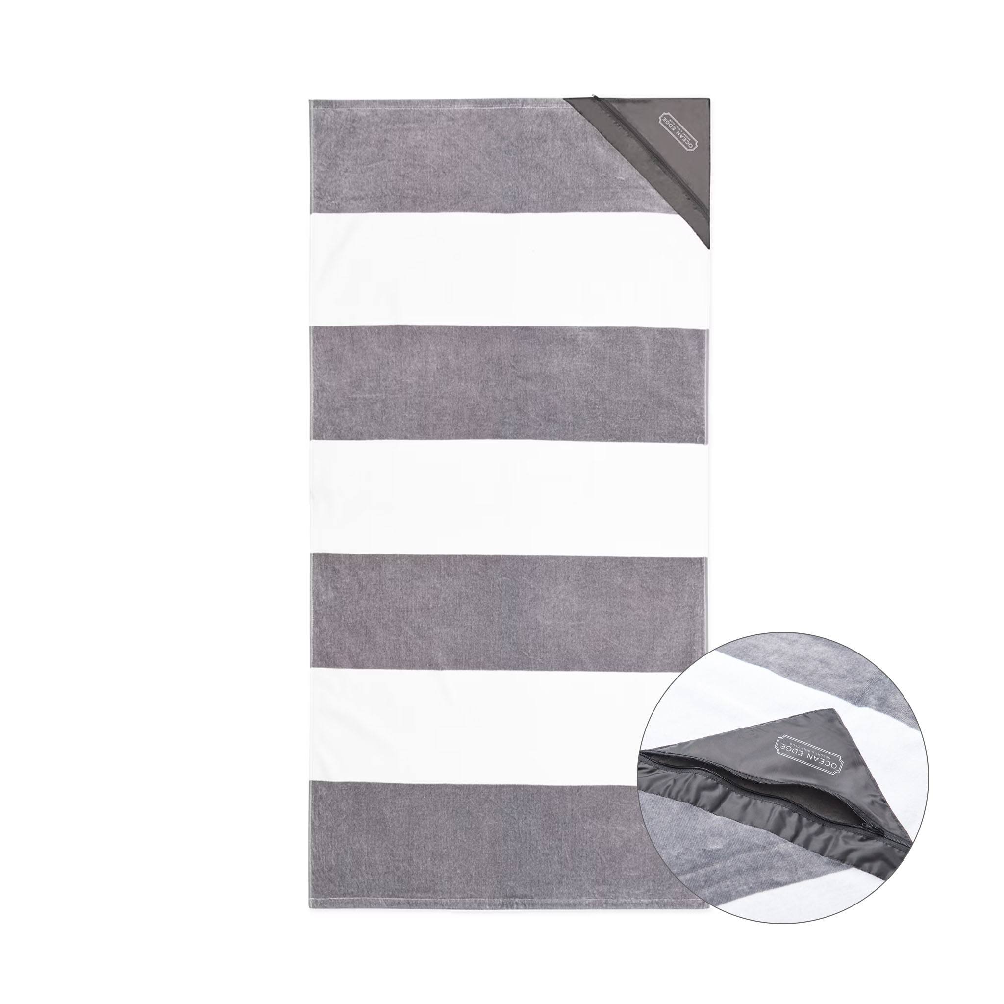 Slowtide® Pocket Beach Towel - Porto Grey  Imprinted with Logo (Q913622)