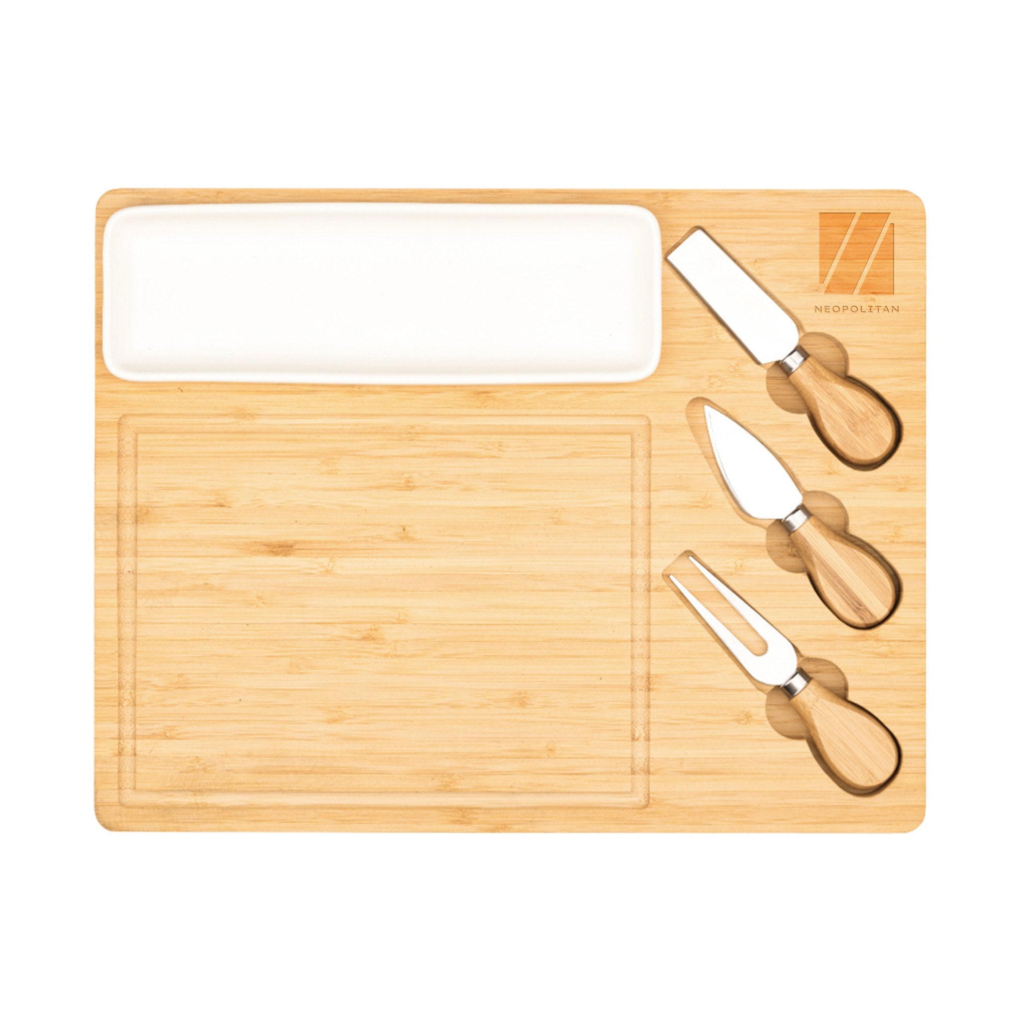 Solara Bamboo Cheese Board & Tray Knife Set (Q914432)