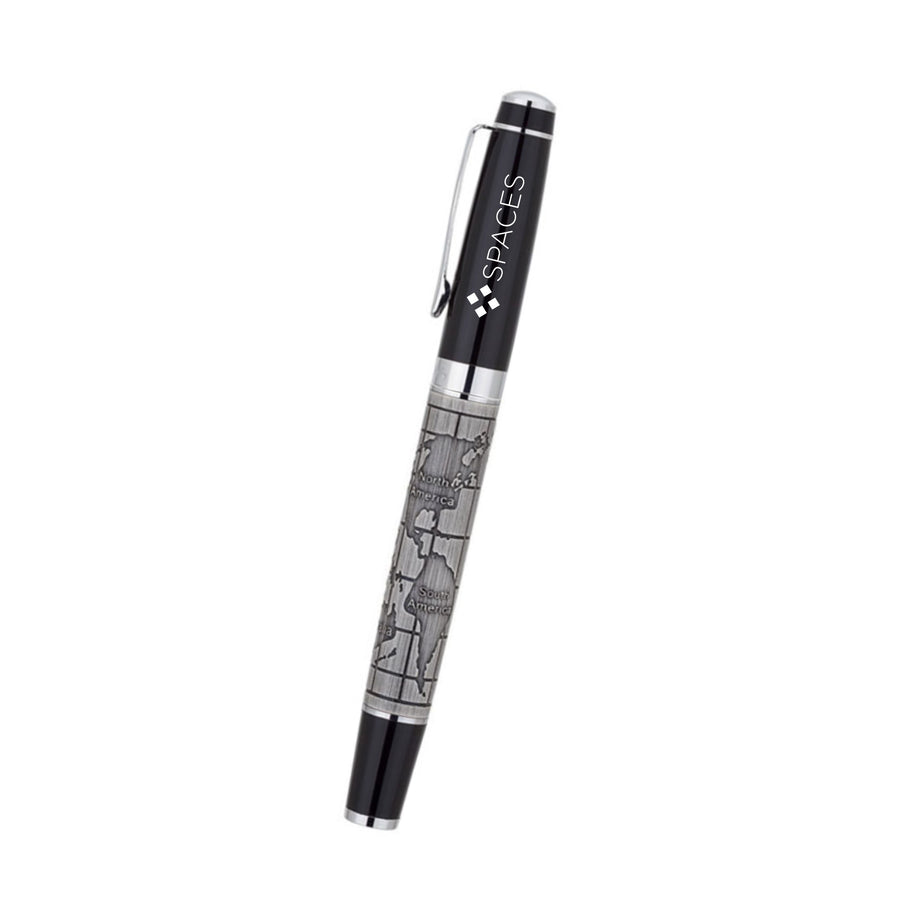 Brass Bettoni Pen with Etched World Map Design (Q925311)