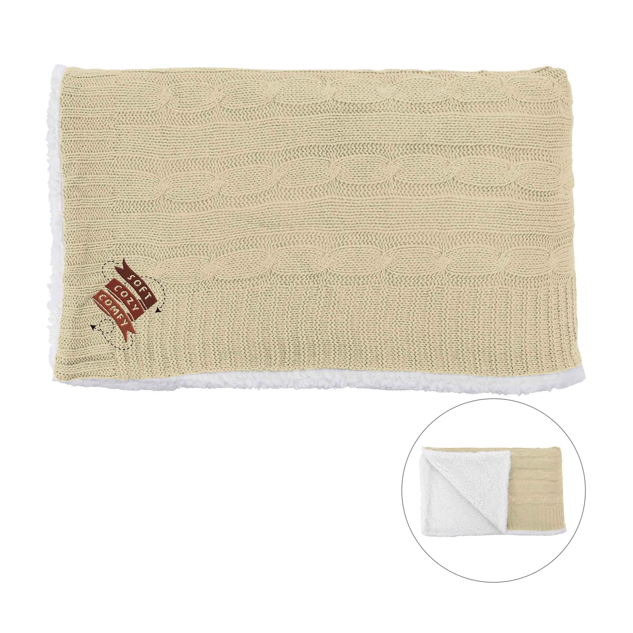 Cable Knit Sherpa Blanket (Q929822)