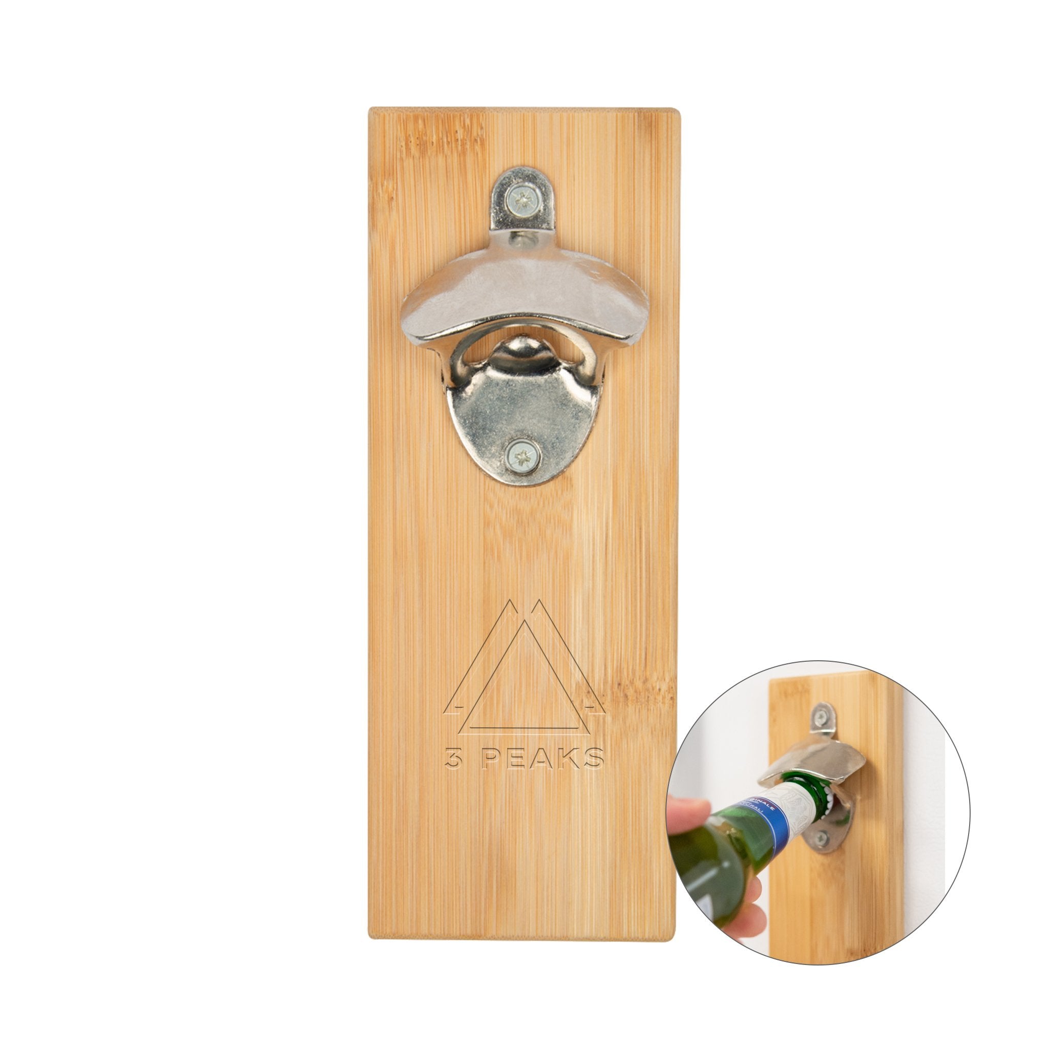 Bamboo Wall Mounted Bottle Opener  Imprinted with Logo (Q941922)