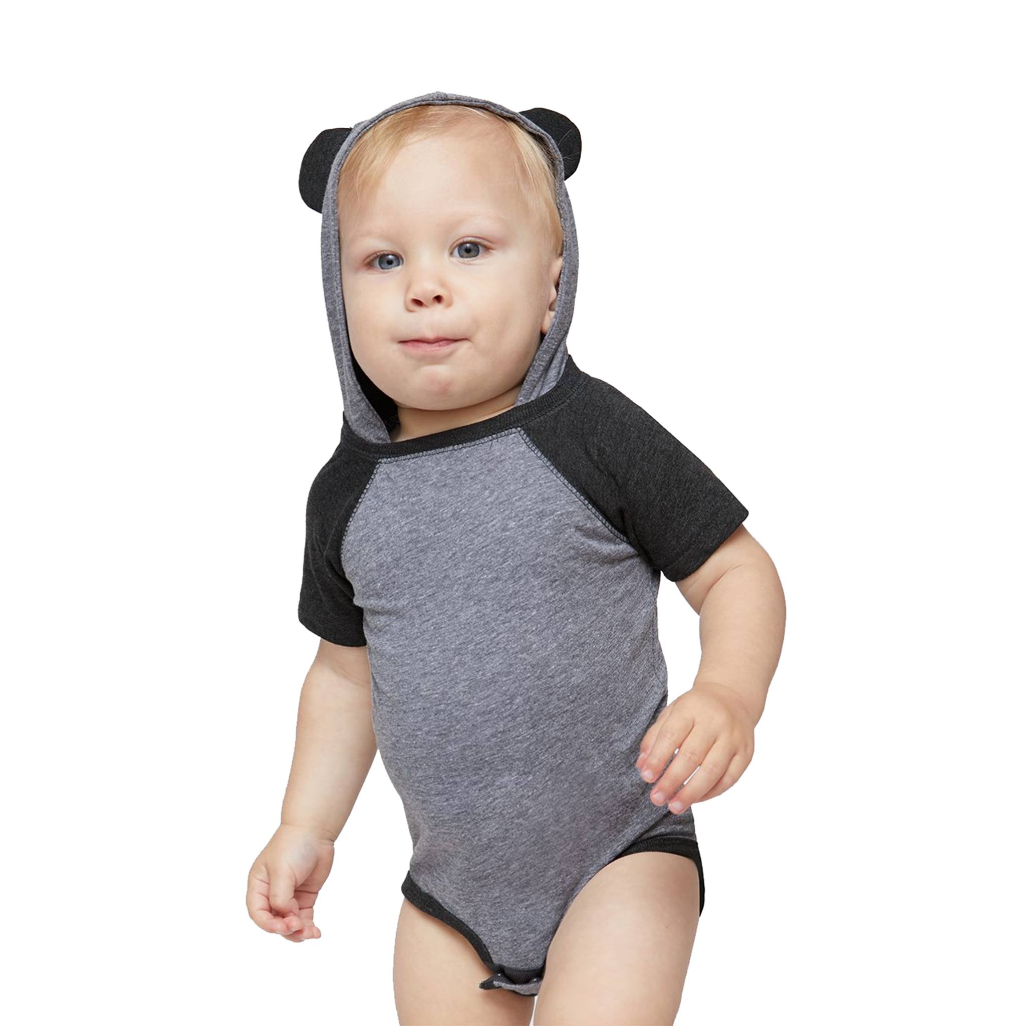 Rabbit Skins Infant Fine Jersey Raglan Bodysuit with Hood & Ears (Q942332)