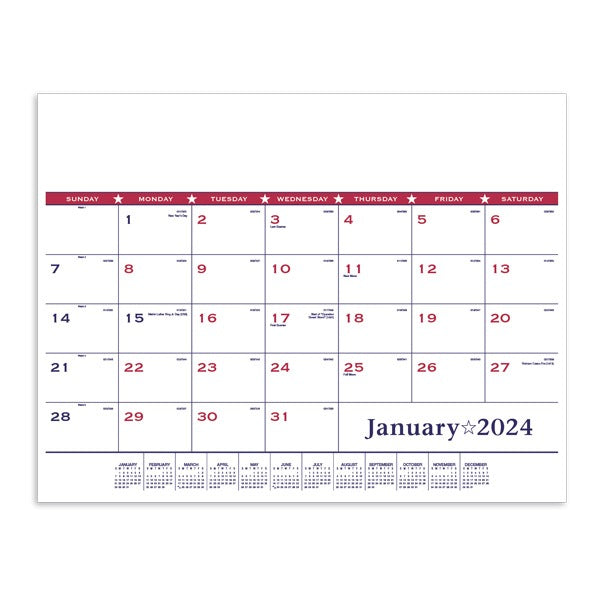 Custom Patriotic Desk Pad Calendar (Q945722) Desk Calendars with Logo