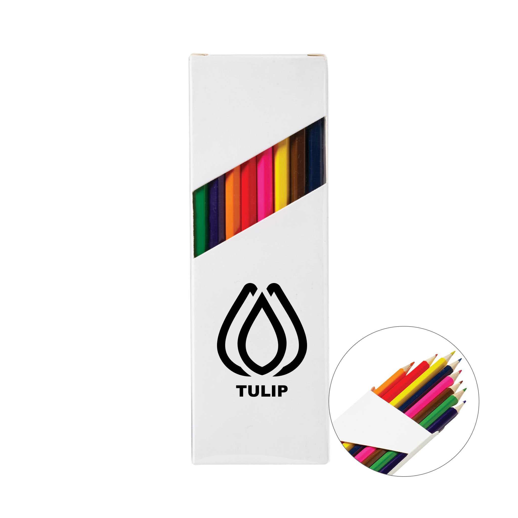 Eight-Color 7 Inch Wooden Pencil Set In White Box  Imprinted with Logo (Q949222)