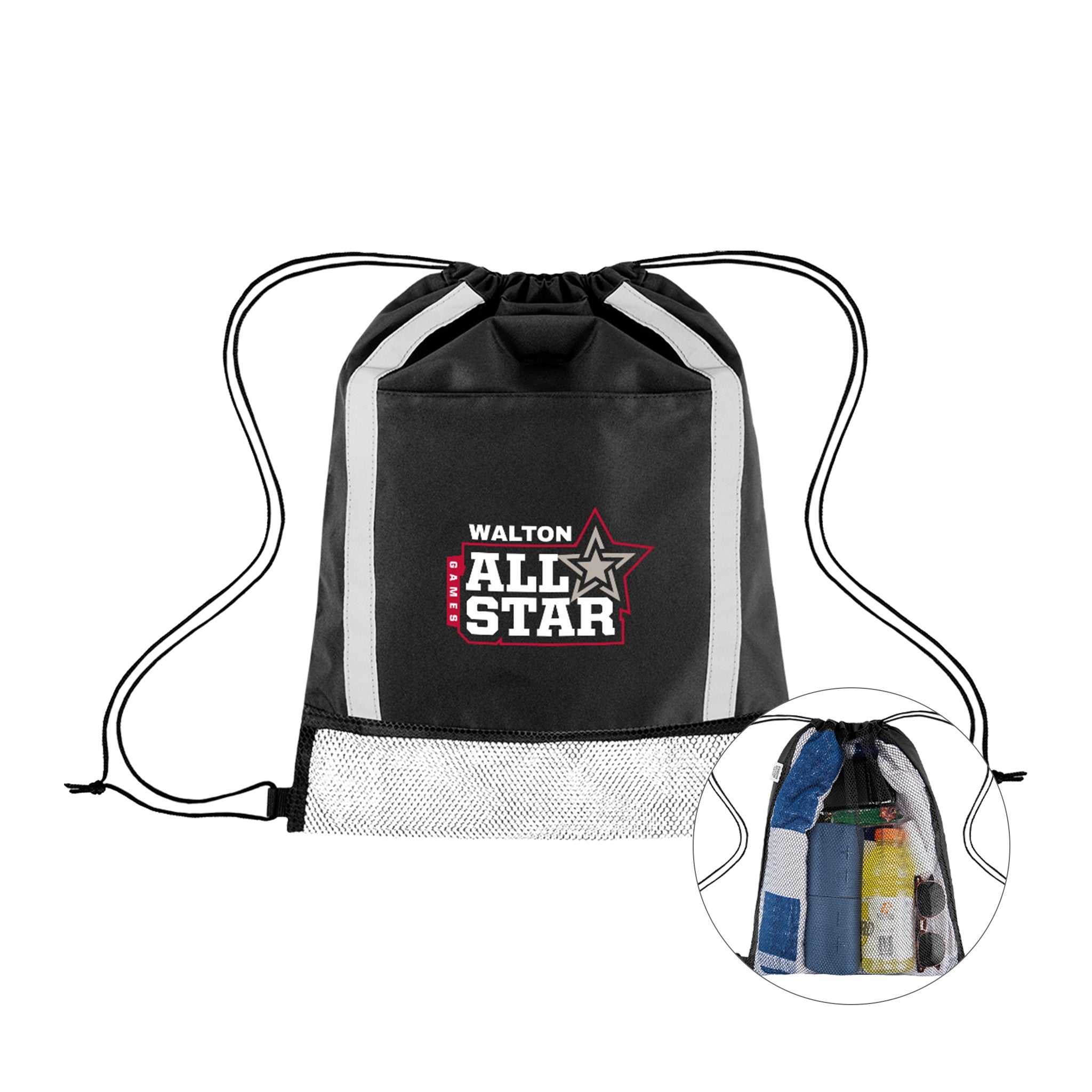Game Time rPET Reflective Drawstring Bag (Q953532)