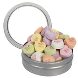 Short Round Tin With Conversation Hearts (Q953611)