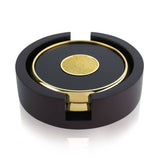 Two Round Coasters With Wood Tray (Q956622)