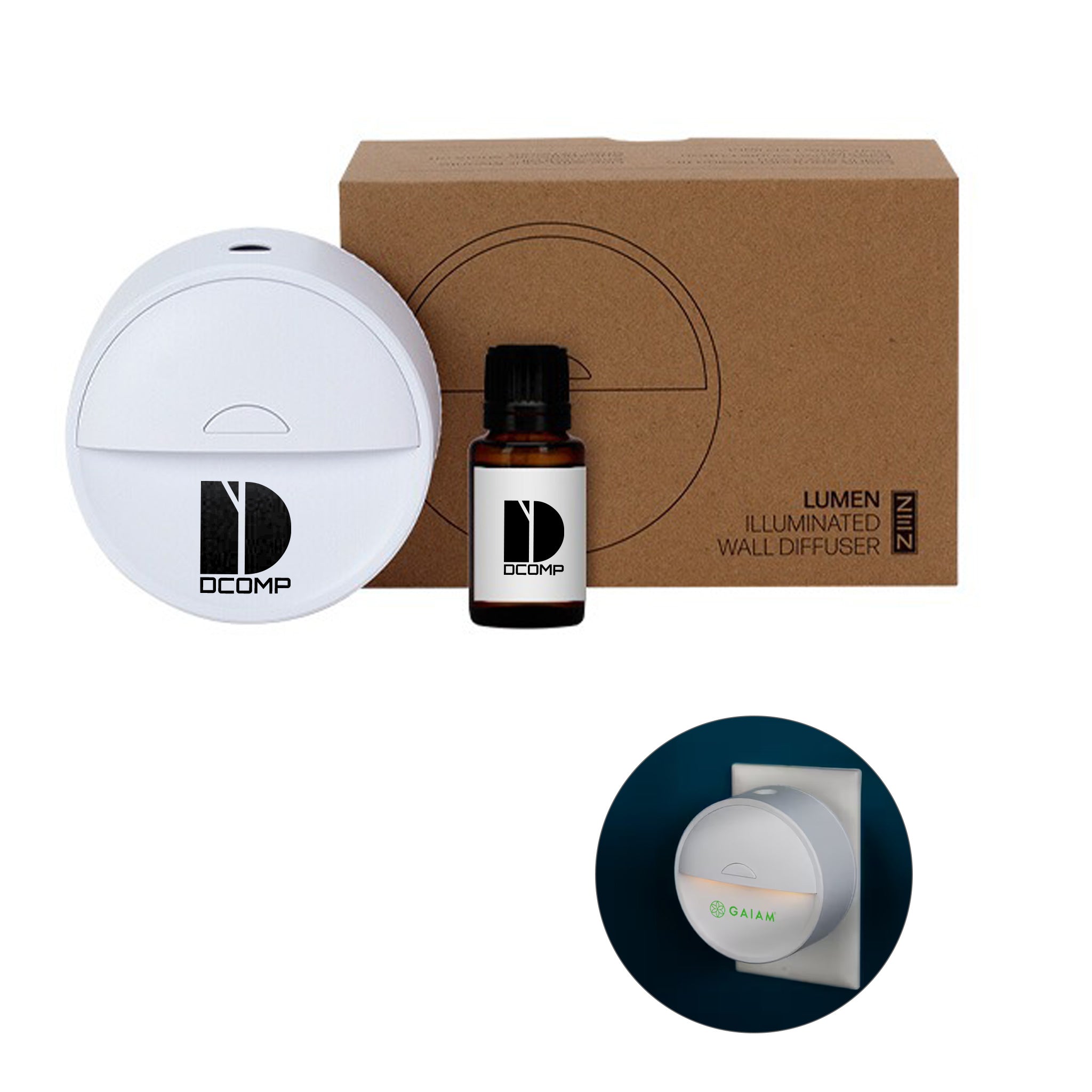 Illuminated Essential Oil Wall Diffuser with Essential Oil  Imprinted with Logo (Q964022)