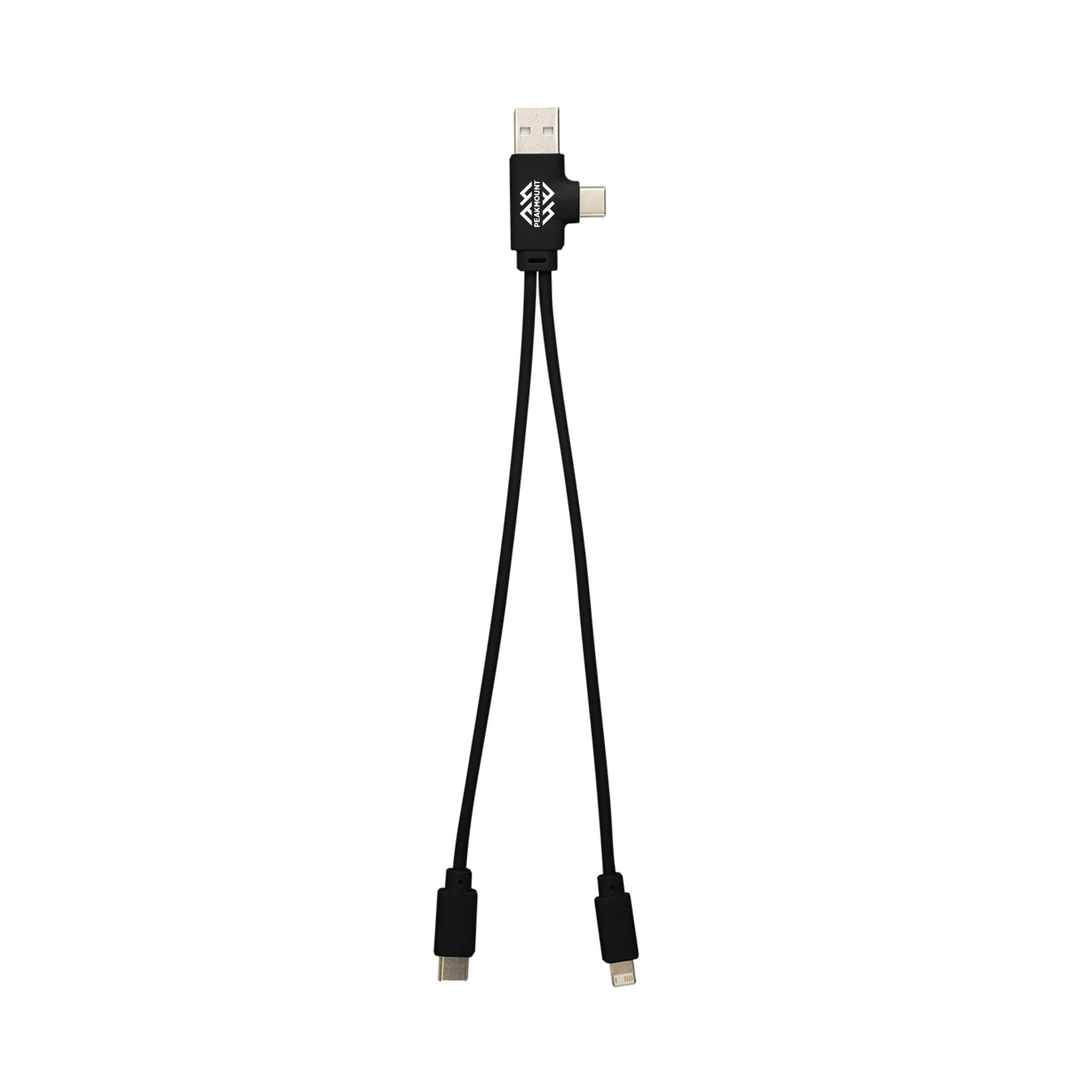 Dual Connect Recycled Multi-Charging Cable  Imprinted with Logo (Q965122)