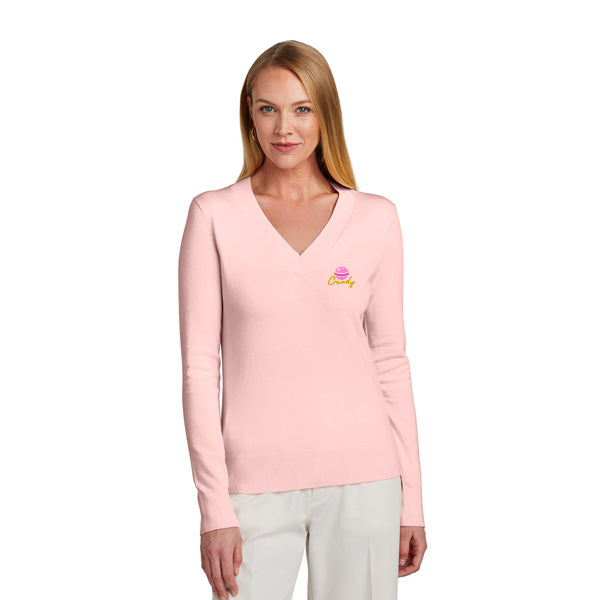 Brooks Brothers® Women’s Cotton Stretch V-Neck Sweater  Imprinted with Logo (Q967922)