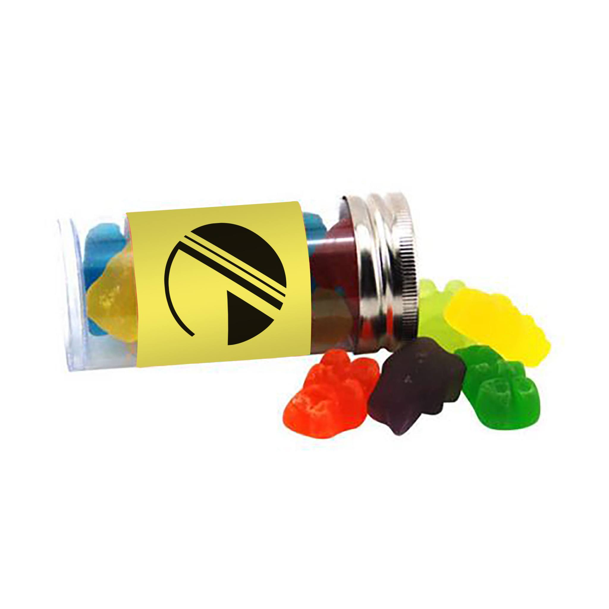 Clever Candy Small 3 In. Candy Tube - Gummy Bears  Imprinted with Logo (Q976222)
