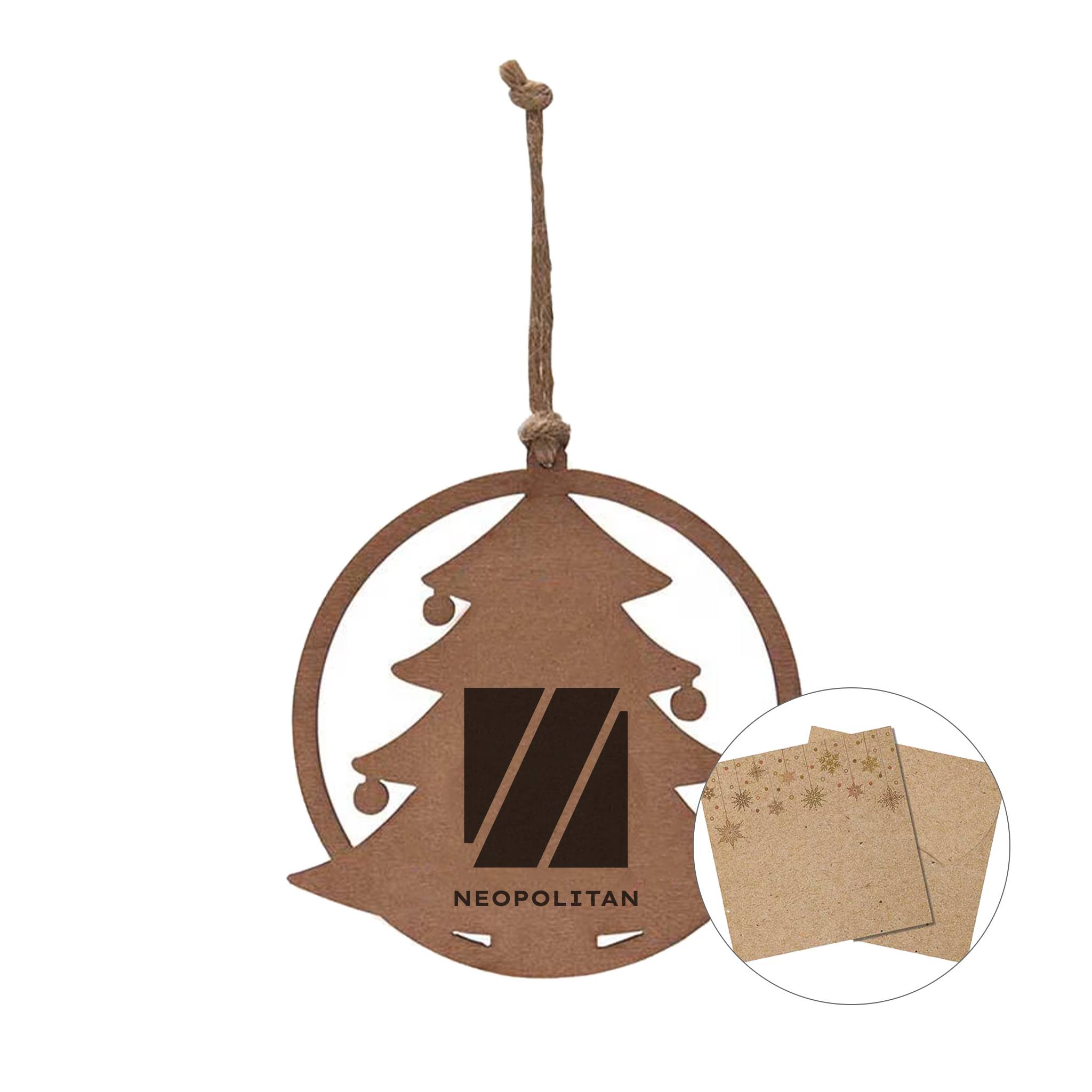 Wood Ornament - Tree  Imprinted with Logo (Q981332)