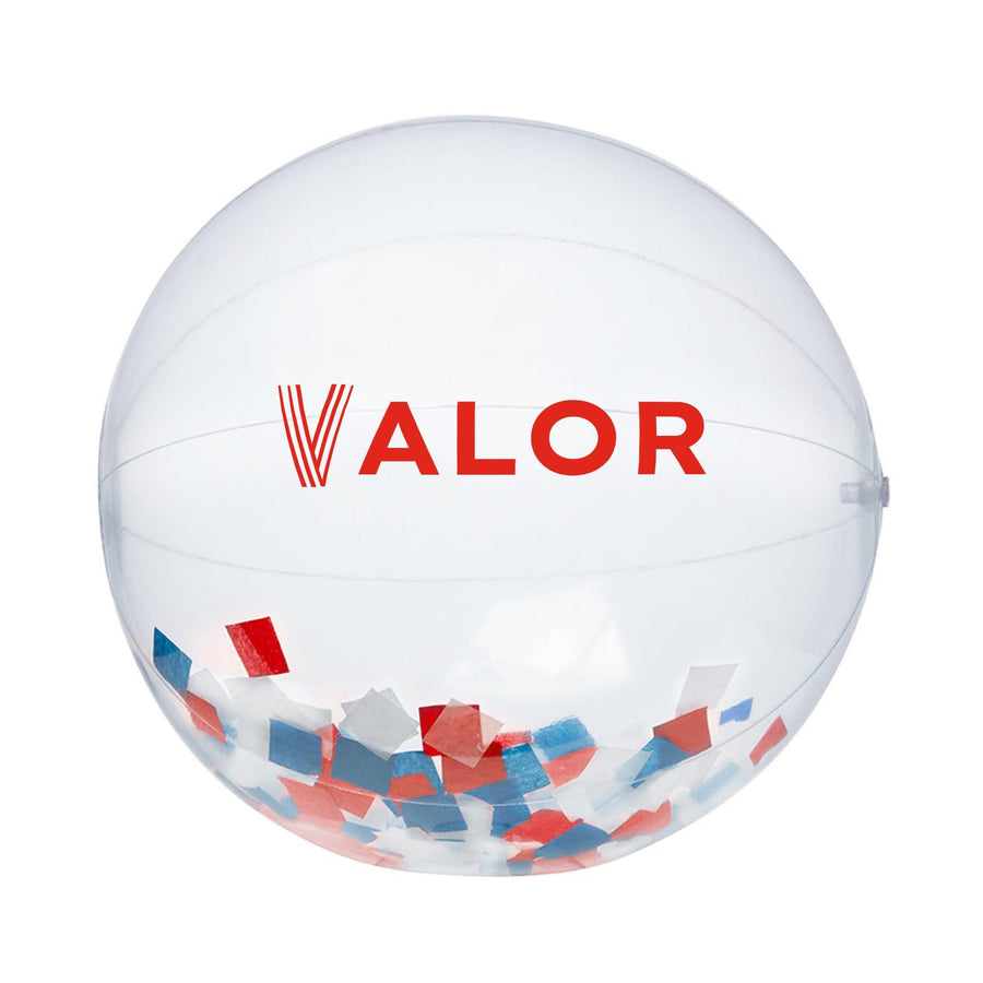 16 Inch Red-White-Blue Confetti Filled Clear Beach Ball (Q981432)