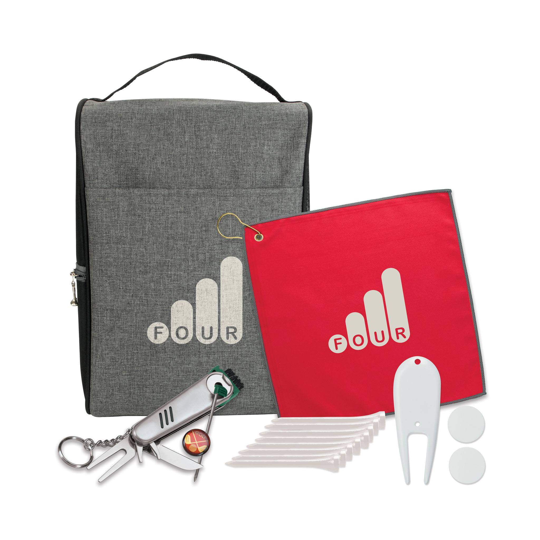 Heathered Shoe Bag Golf Kit  Imprinted with Logo (Q983722)