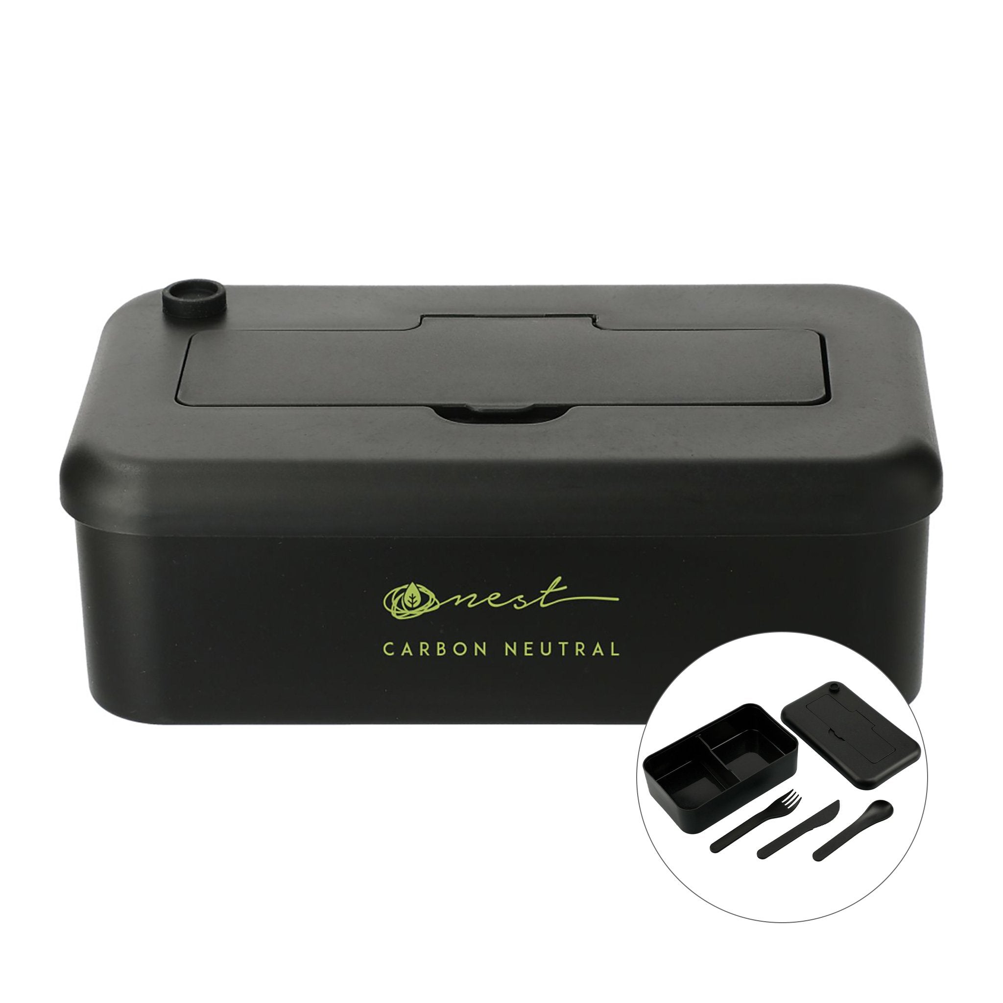 Bamboo Fiber Lunch Box With Utensil Pocket  Imprinted with Logo (Q992322)