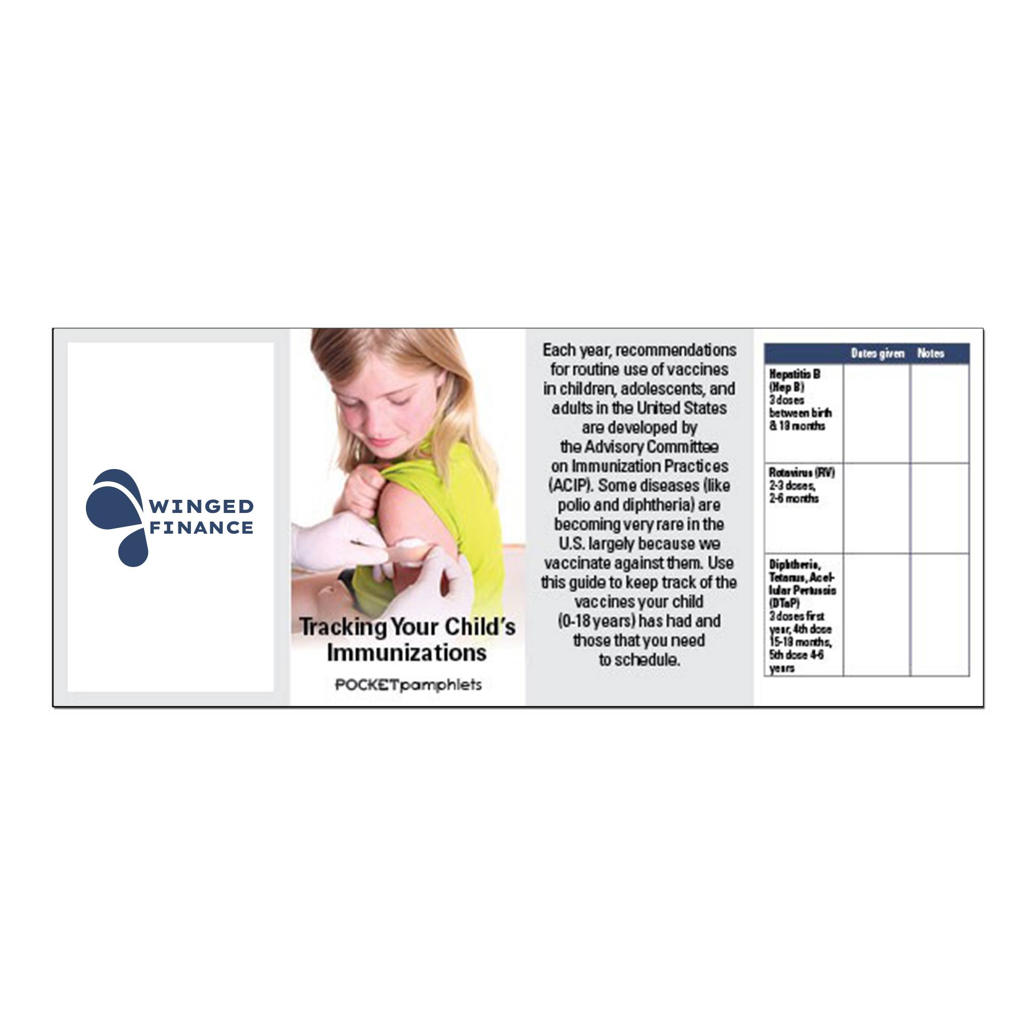 Tracking Your Child's Immunizations Pocket Pamphlet  Imprinted with Logo (Q993222)