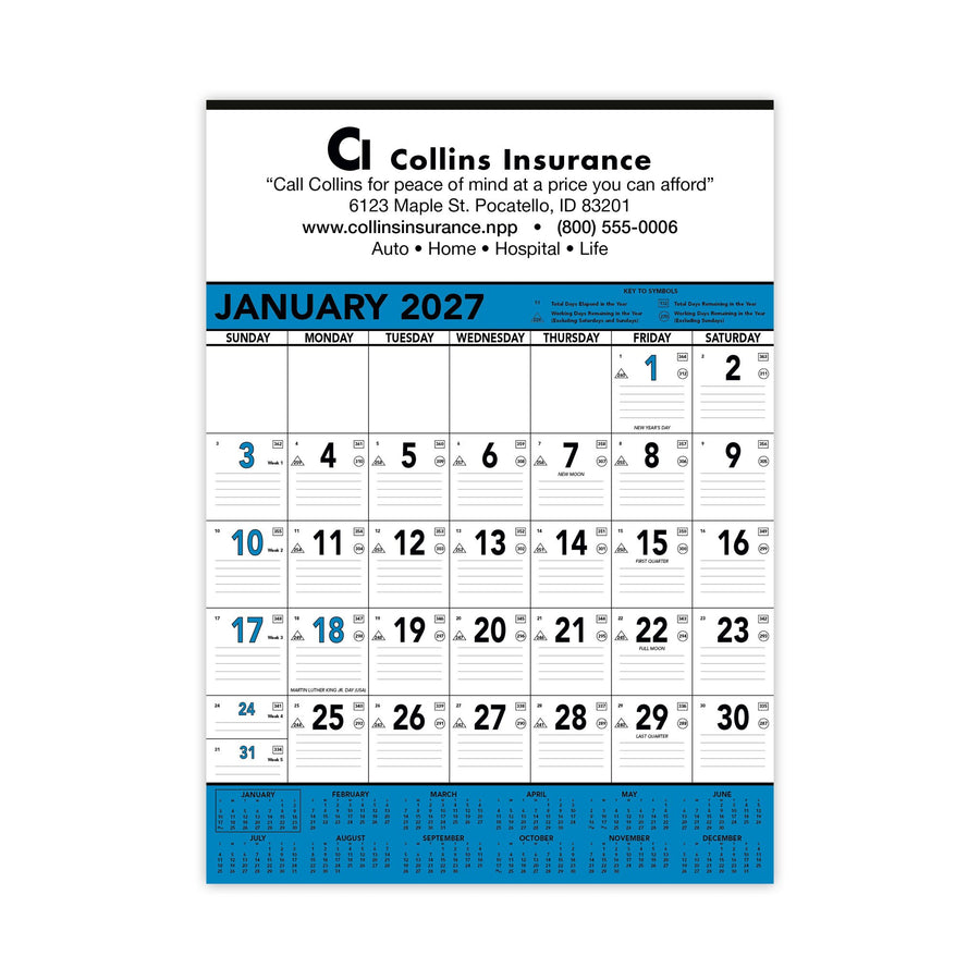 Blue & Black Contractor's Memo Calendars 13-sheet (Q993722)