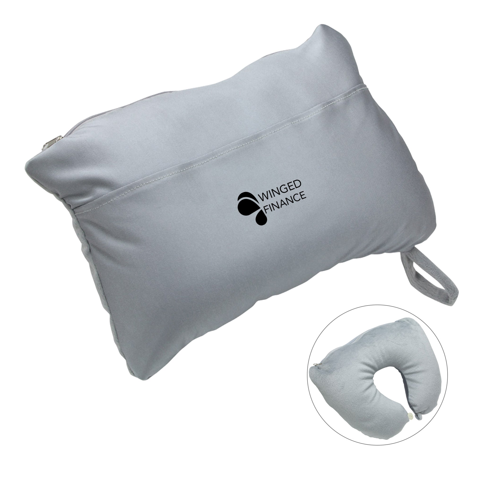 Cuddle Up Pillow Gray  Imprinted with Logo (Q996511)