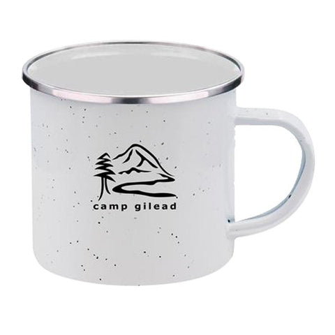 Camp Mug - Enamel Covered Steel Coffee Mug - Black and White