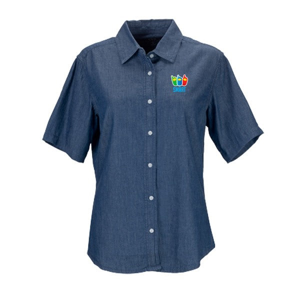 Women's Short-Sleeve Hudson Denim Shirts  Imprinted with Logo (Q107911)