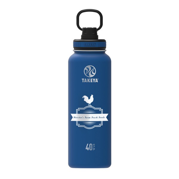 40 Oz. Takeya Water Bottle - Navy  Imprinted with Logo (Q131622)