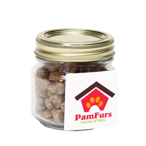 Cat Treats in Half Pint Jar with Square Magnet  Imprinted with Logo (Q139811)