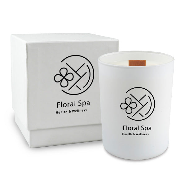 14 Oz. White Matte Candle With LUX Box  Imprinted with Logo (Q141211)