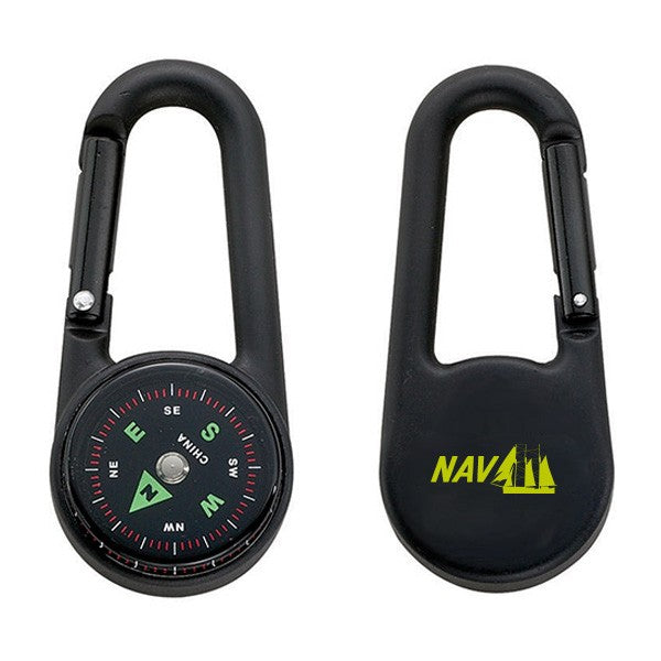 Cedar Creek® Aluminum Colored Carabiner Compass  Imprinted with Logo (Q146322)
