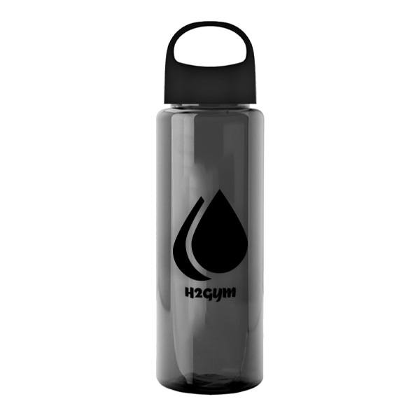 32 Oz. Guzzler Transparent Bottle - Oval Crest Lid  Imprinted with Logo (Q163722)