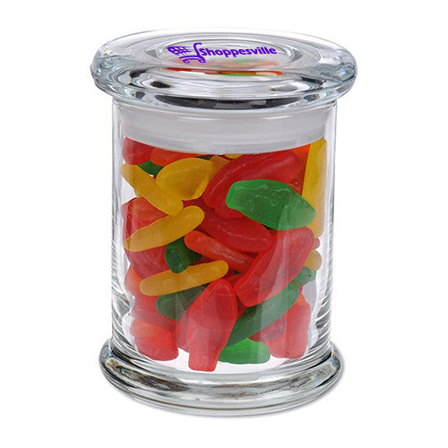 Assorted Swedish Fish in Glass Gourmet Jar  Imprinted with Logo (Q171411)