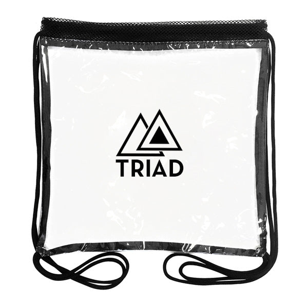 The 12 x 12 Inch Clear Drawstring Backpack  Imprinted with Logo (Q176422)